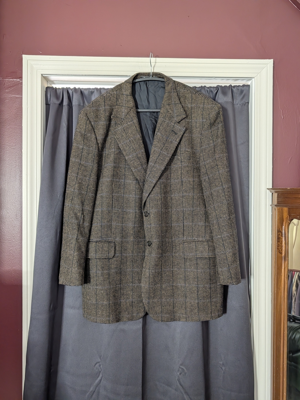LUBIAM Cashmere Camel Hair Wool Knit Tweed Brown Glen Plaid Sport Coat Italy 44R